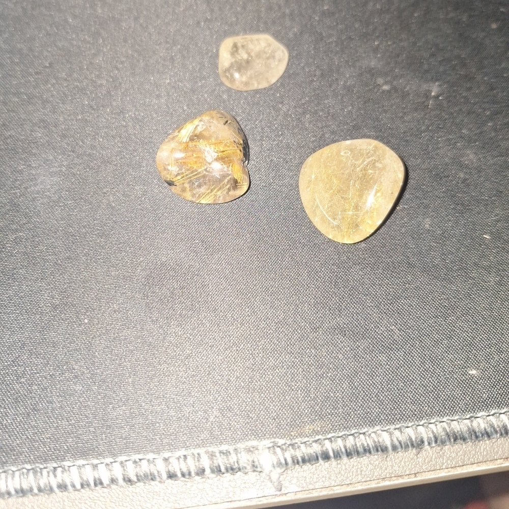 3 Mini Rutilated Quartz Tumbles - Picture 2 of 12